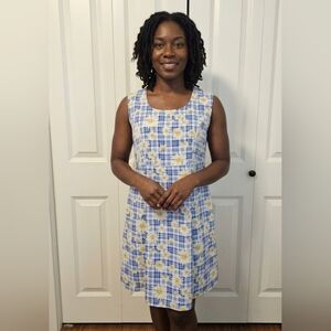 Blue Plaid Daisy Sleeveless Midi Dress Finally Sz 9